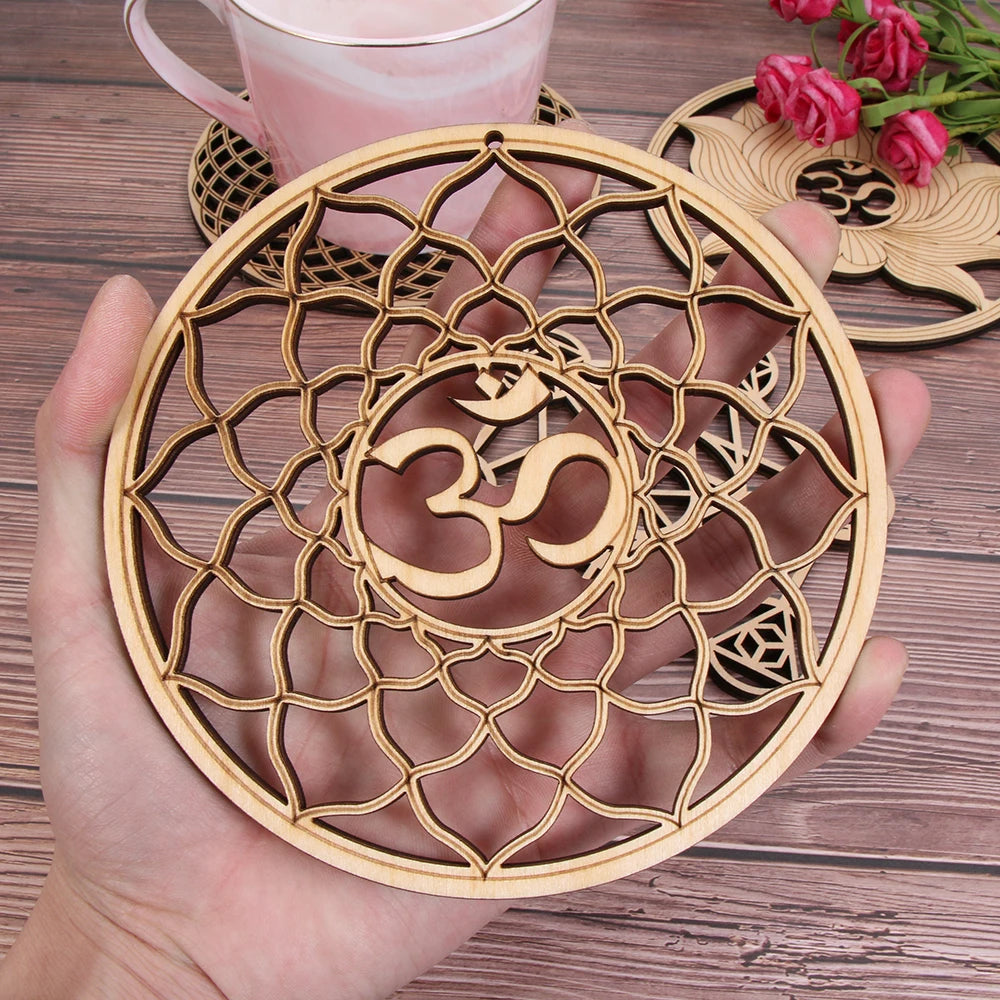 Wooden Wall Sign/Coaster Flower of Life 14cm