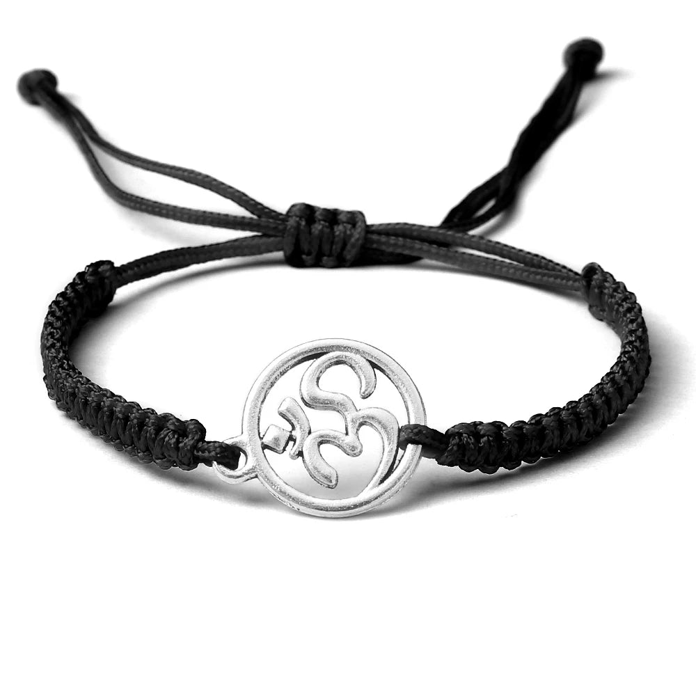 OM Symbol Braided Rope Bracelet – Handmade Spiritual Jewelry for Meditation, Yoga & Mindfulness