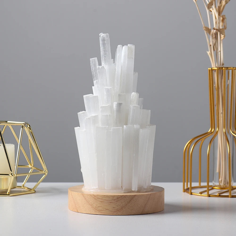 Natural Gemstone White Selenite Lamp – Healing Light for Cleansing, Clarity & Calm