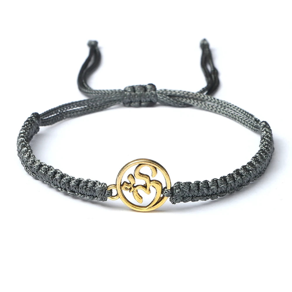 OM Symbol Braided Rope Bracelet – Handmade Spiritual Jewelry for Meditation, Yoga & Mindfulness