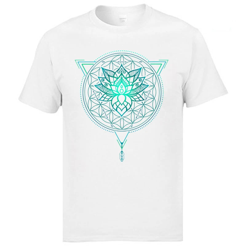 Geometric Mandala Lotus Flower T-Shirt – Classic Spiritual Tee for Yoga, Meditation & Mindful Living