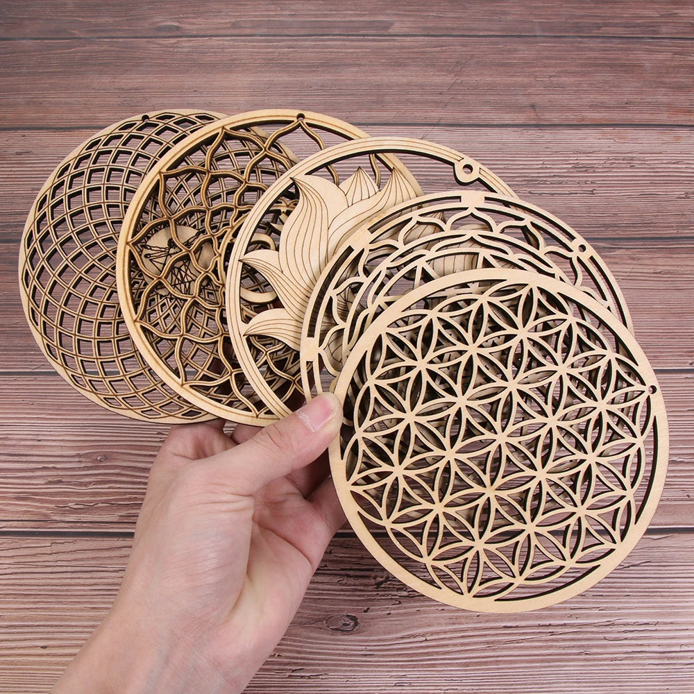 Wooden Wall Sign/Coaster Flower of Life 14cm