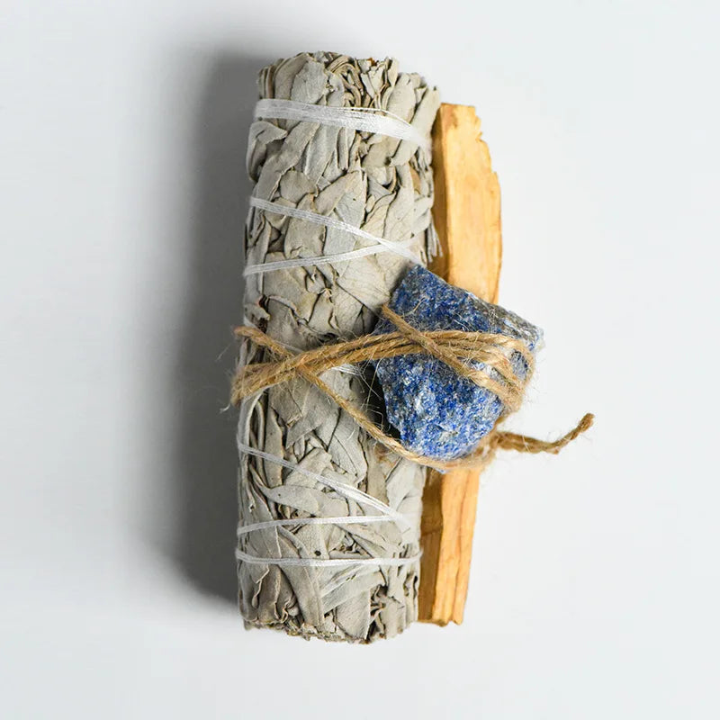 White Sage Bundle Set with Palo Santo & Crystal – Complete Kit for Cleansing, Healing & Energy Work