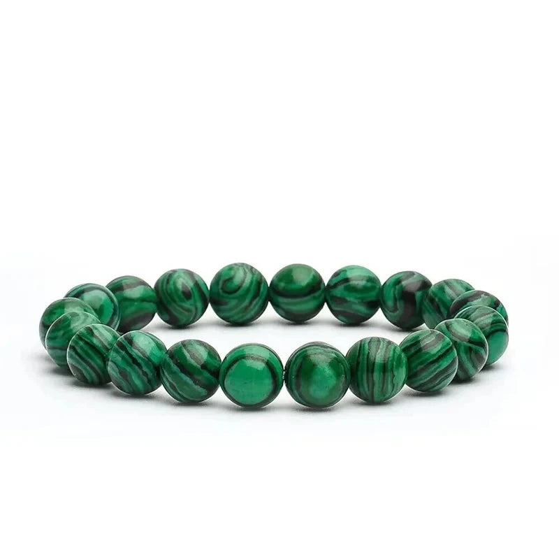 Green Malachite Yoga Beaded Bracelet – 6mm/8mm/10mm Natural Stone for Healing & Protection