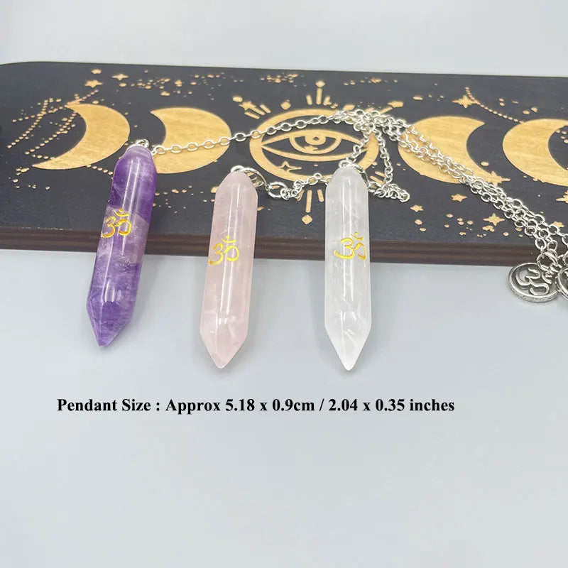 Natural Gemstone Crystal Pendulum Necklace – Spiritual Pendant for Dowsing, Chakra Healing & Energy Work