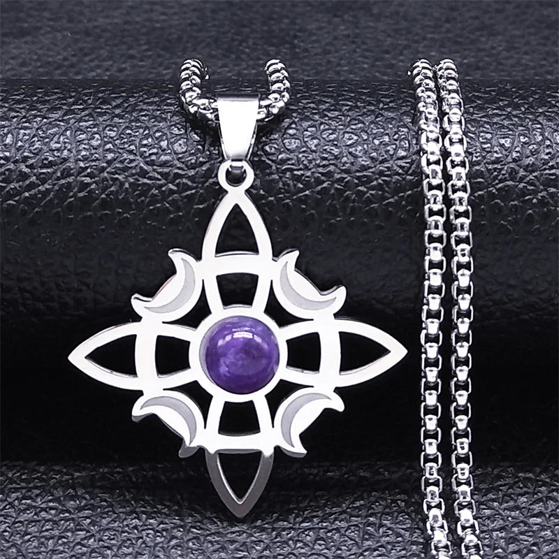 Wicca Celtic Knot Triple Moon Goddess Necklace – Symbol of Divine Feminine & Lunar Power