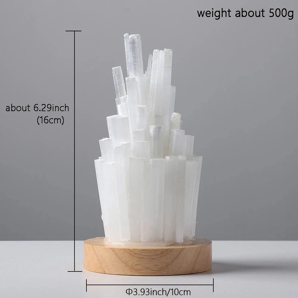 Natural Gemstone White Selenite Lamp – Healing Light for Cleansing, Clarity & Calm