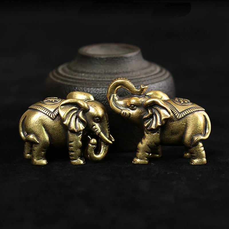 Cute Antique Bronze Elephant Miniature Figurines – Symbol of Luck, Wisdom & Strength