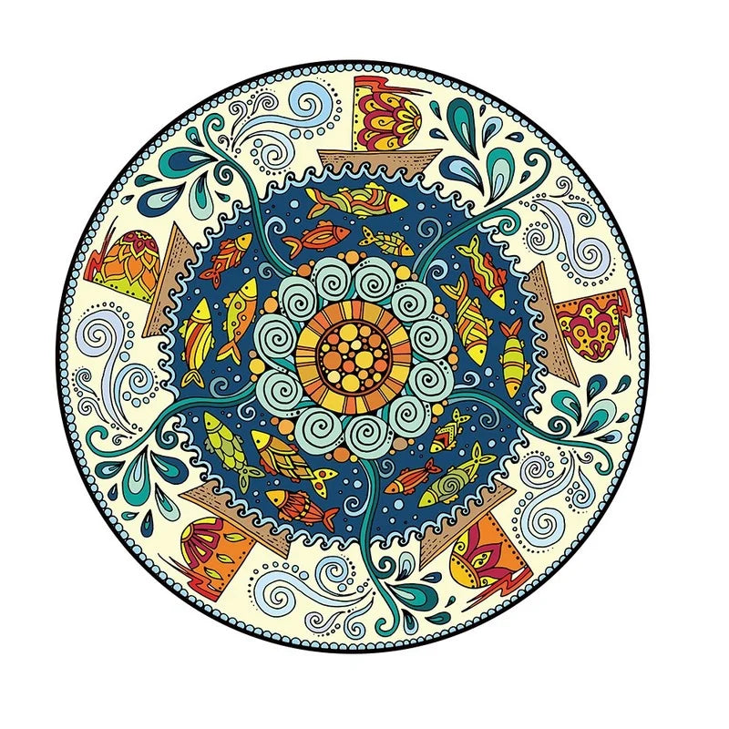 Bohemia Mandala Round Carpet Floor Mat – Vibrant Boho Style for Yoga, Meditation & Home Décor