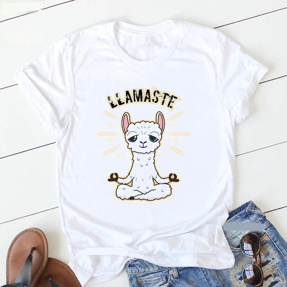Llamaste Yoga T-Shirt – Funny Llama in Yoga Pose Graphic Tee for Yoga Lovers, Animal Fans & Chill Vibes