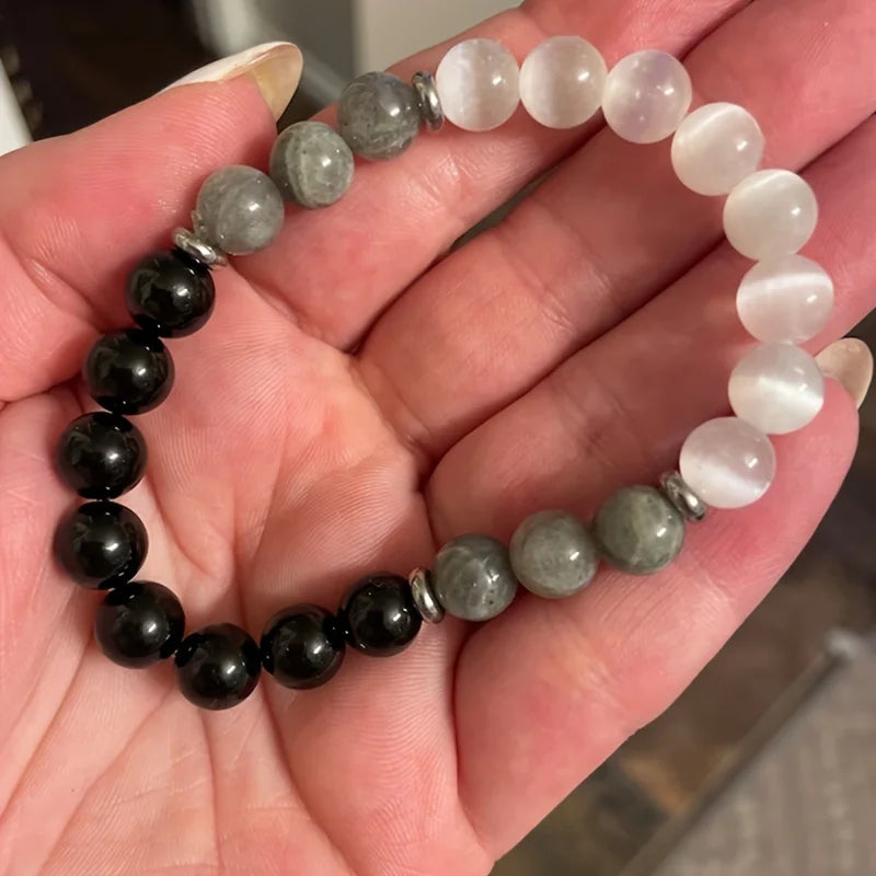 Natural Mixed Stone Protection Bracelet – Energy Shield for Balance, Strength & Grounding