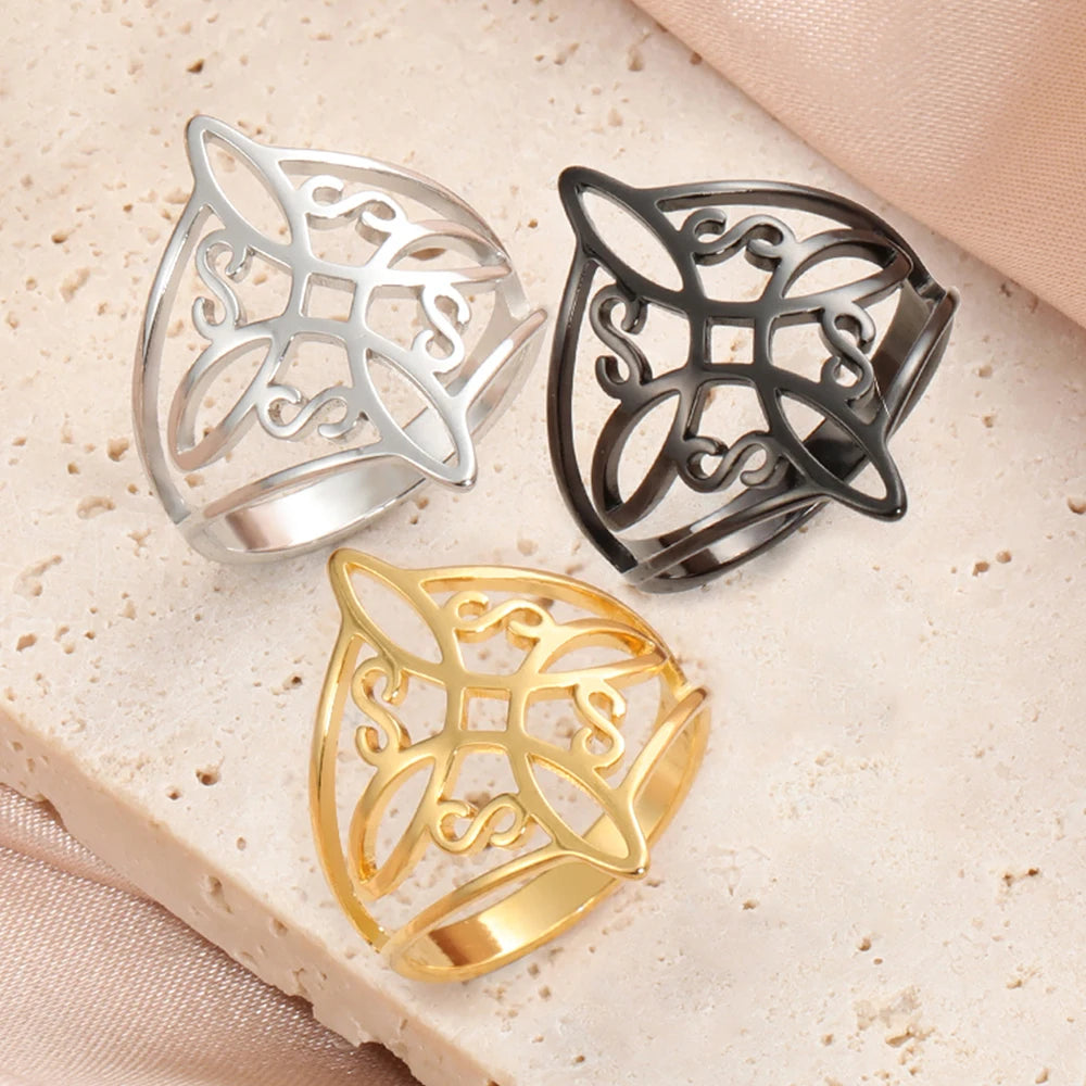 Witch Knot Stainless Steel Ring – Symbol of Protection, Power & Pagan Tradition
