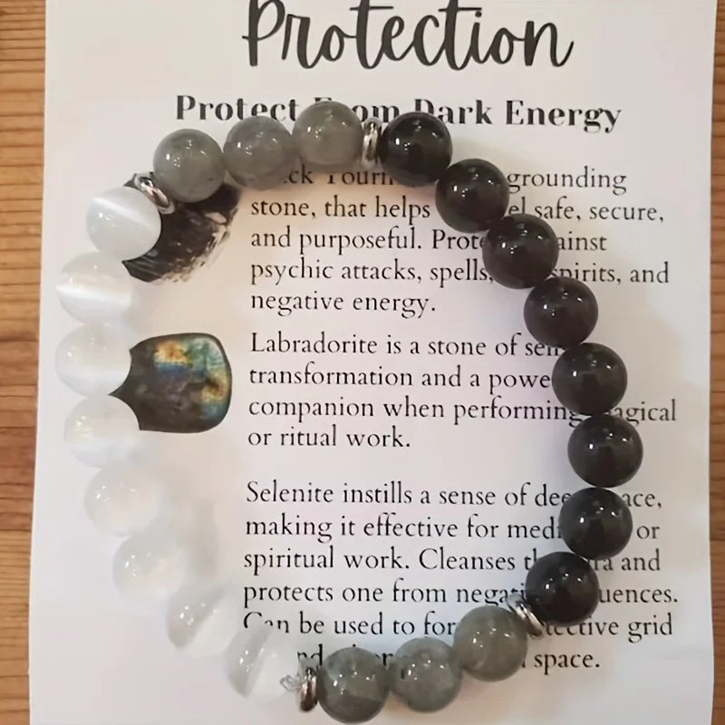 Natural Mixed Stone Protection Bracelet – Energy Shield for Balance, Strength & Grounding