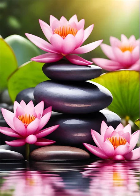 Spa Zen Canvas Wall Art – Cherry Blossom, Pink Lotus & Lily Floral Prints for Relaxation, Meditation & Home Decor