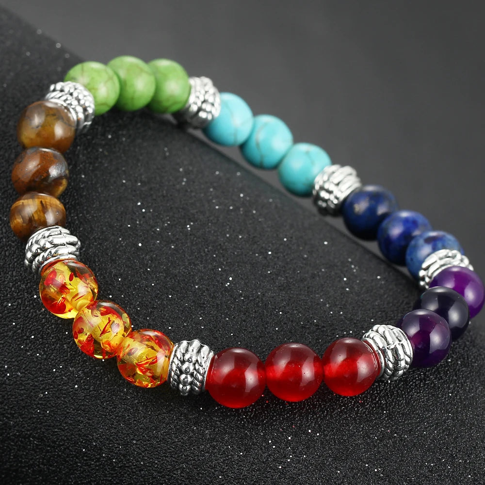 7 Chakra Natural Stone Beads Bracelet – Balance Energy & Promote Inner Harmony