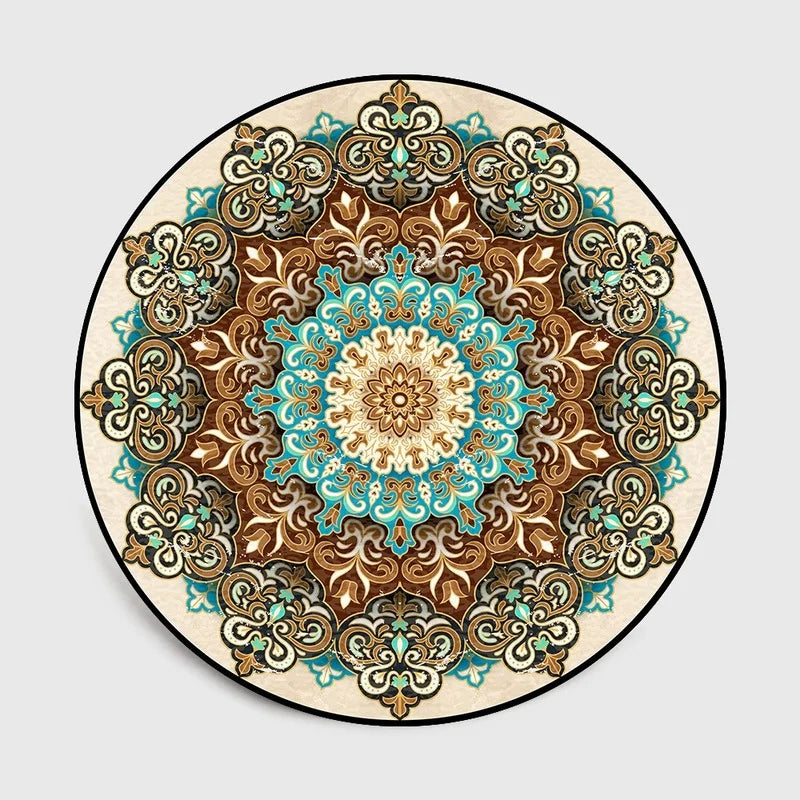 Bohemia Mandala Round Carpet Floor Mat – Vibrant Boho Style for Yoga, Meditation & Home Décor