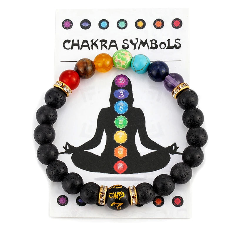 7 Chakra Healing Bracelet with Meaning Card – Natural Crystal Jewelry for Men & Women