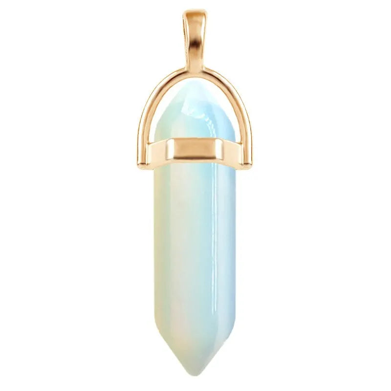 7PC Set Hexagon Pillar Quartz Necklaces – Natural Crystal Pendants with Genuine Leather Chains