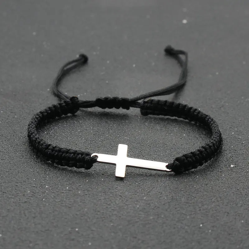 Simple Braided Rope Bracelet with Cross – Minimalist Faith-Inspired Accessory