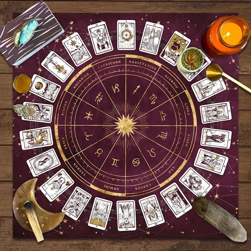 1pc Tarot Card Tablecloth – Spiritual Reading Cloth for Tarot, Runes & Crystals