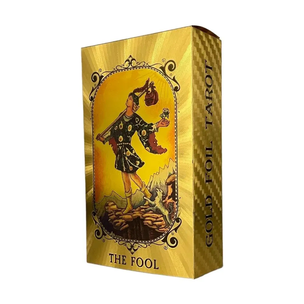 Gold Foil Tarot Cards – Luxurious 78-Card Deck with Holographic Shine