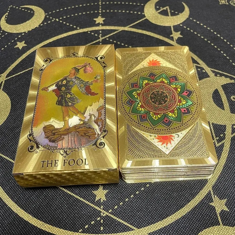 Gold Foil Tarot Cards – Luxurious 78-Card Deck with Holographic Shine