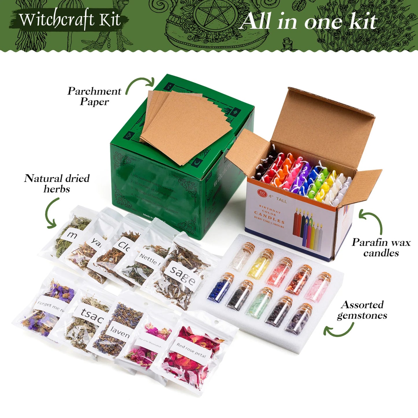 Witch Spells Supplies Kit – Magical Tools for Rituals, Spellcasting & Spiritual Practice
