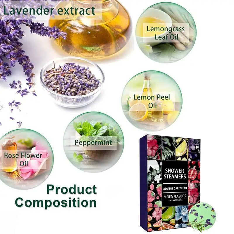 24-Piece Aromatherapy Shower Bombs Set – Essential Oil Shower Steamers for Relaxation & Stress Relief