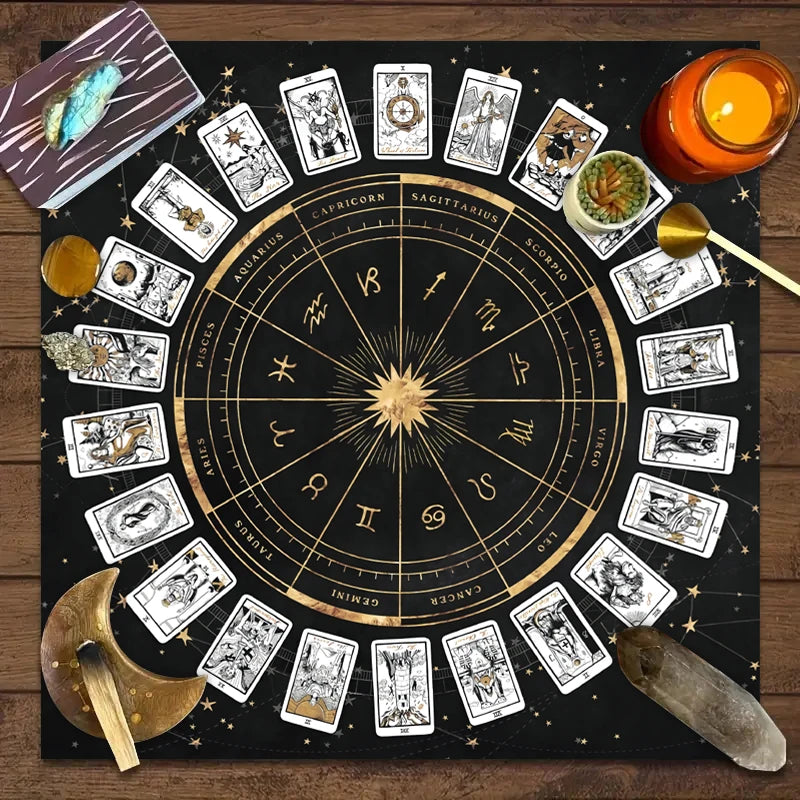 1pc Tarot Card Tablecloth – Spiritual Reading Cloth for Tarot, Runes & Crystals
