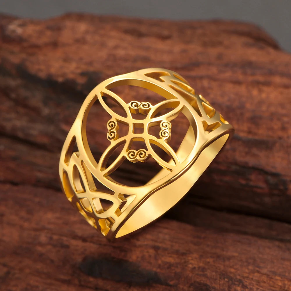 Witch Knot Stainless Steel Ring – Symbol of Protection, Power & Pagan Tradition