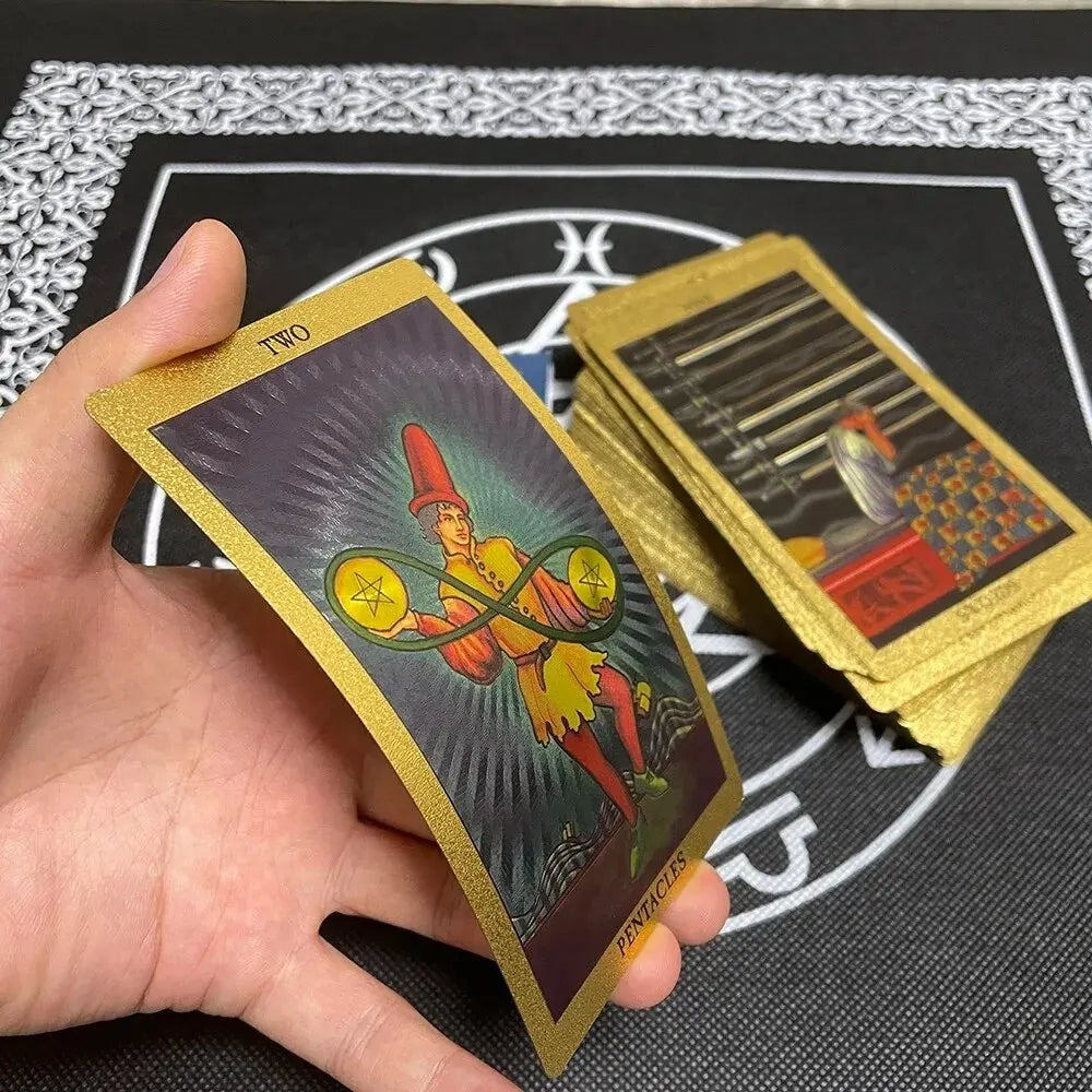 Gold Foil Tarot Cards – Luxurious 78-Card Deck with Holographic Shine