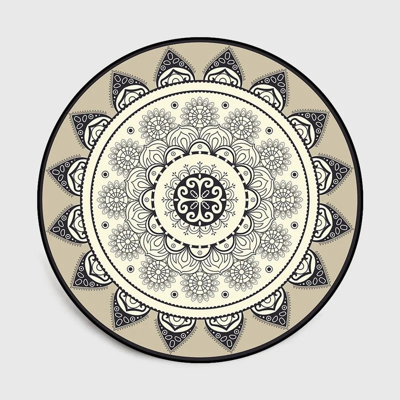 Bohemia Mandala Round Carpet Floor Mat – Vibrant Boho Style for Yoga, Meditation & Home Décor