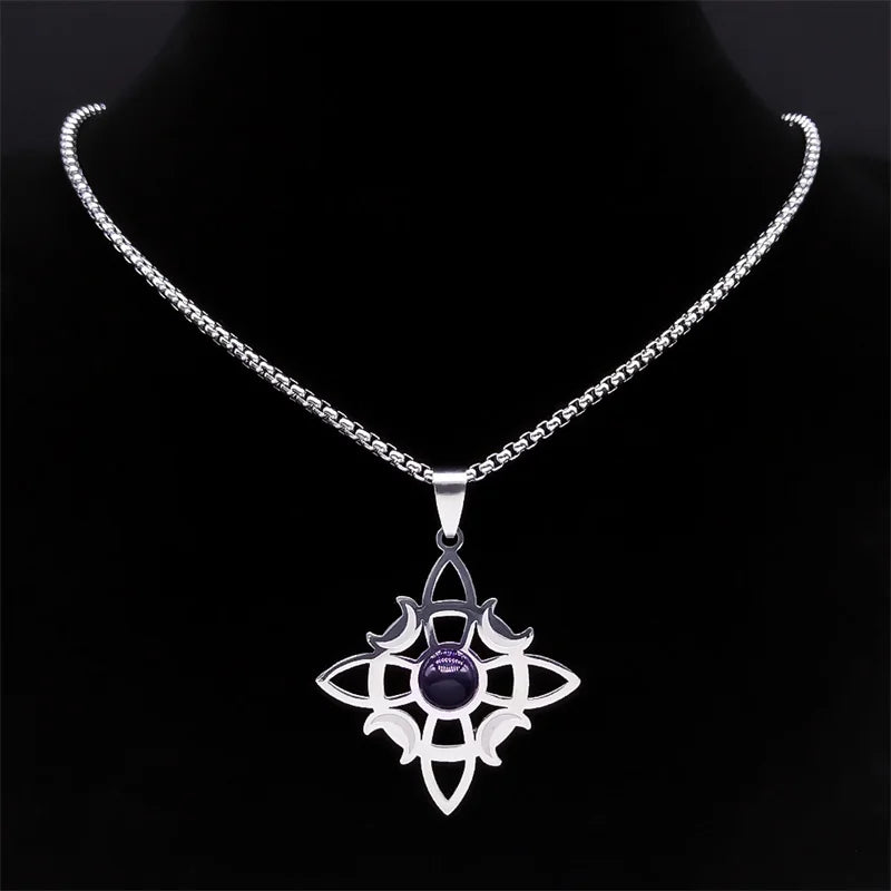 Wicca Celtic Knot Triple Moon Goddess Necklace – Symbol of Divine Feminine & Lunar Power