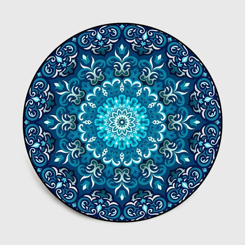 Bohemia Mandala Round Carpet Floor Mat – Vibrant Boho Style for Yoga, Meditation & Home Décor