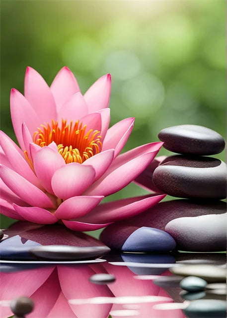 Spa Zen Canvas Wall Art – Cherry Blossom, Pink Lotus & Lily Floral Prints for Relaxation, Meditation & Home Decor