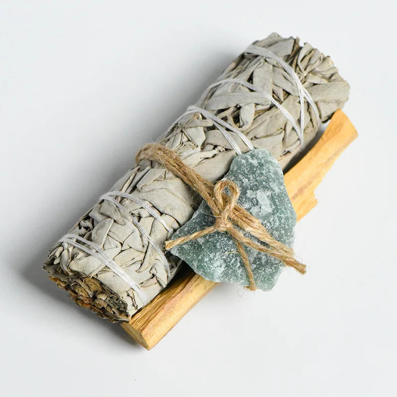 White Sage Bundle Set with Palo Santo & Crystal – Complete Kit for Cleansing, Healing & Energy Work