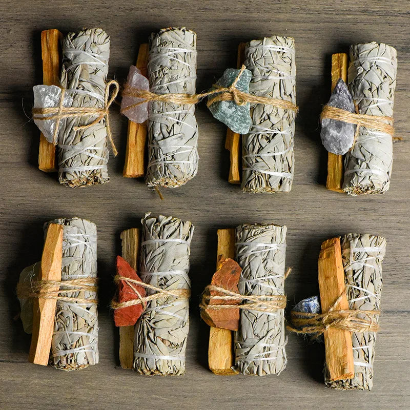 White Sage Bundle Set with Palo Santo & Crystal – Complete Kit for Cleansing, Healing & Energy Work