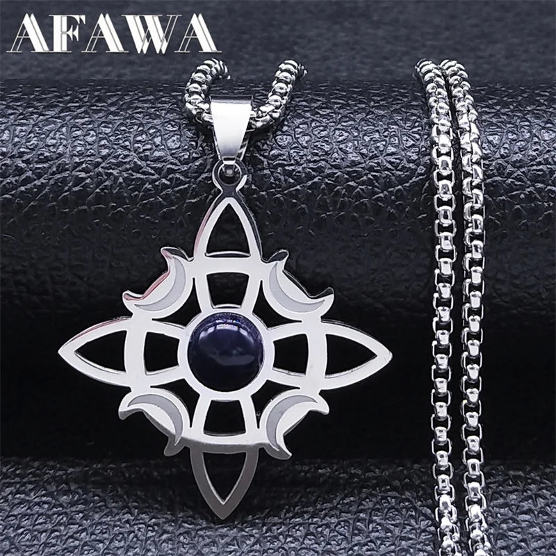 Wicca Celtic Knot Triple Moon Goddess Necklace – Symbol of Divine Feminine & Lunar Power