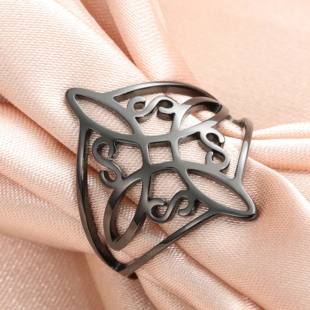 Witch Knot Stainless Steel Ring – Symbol of Protection, Power & Pagan Tradition