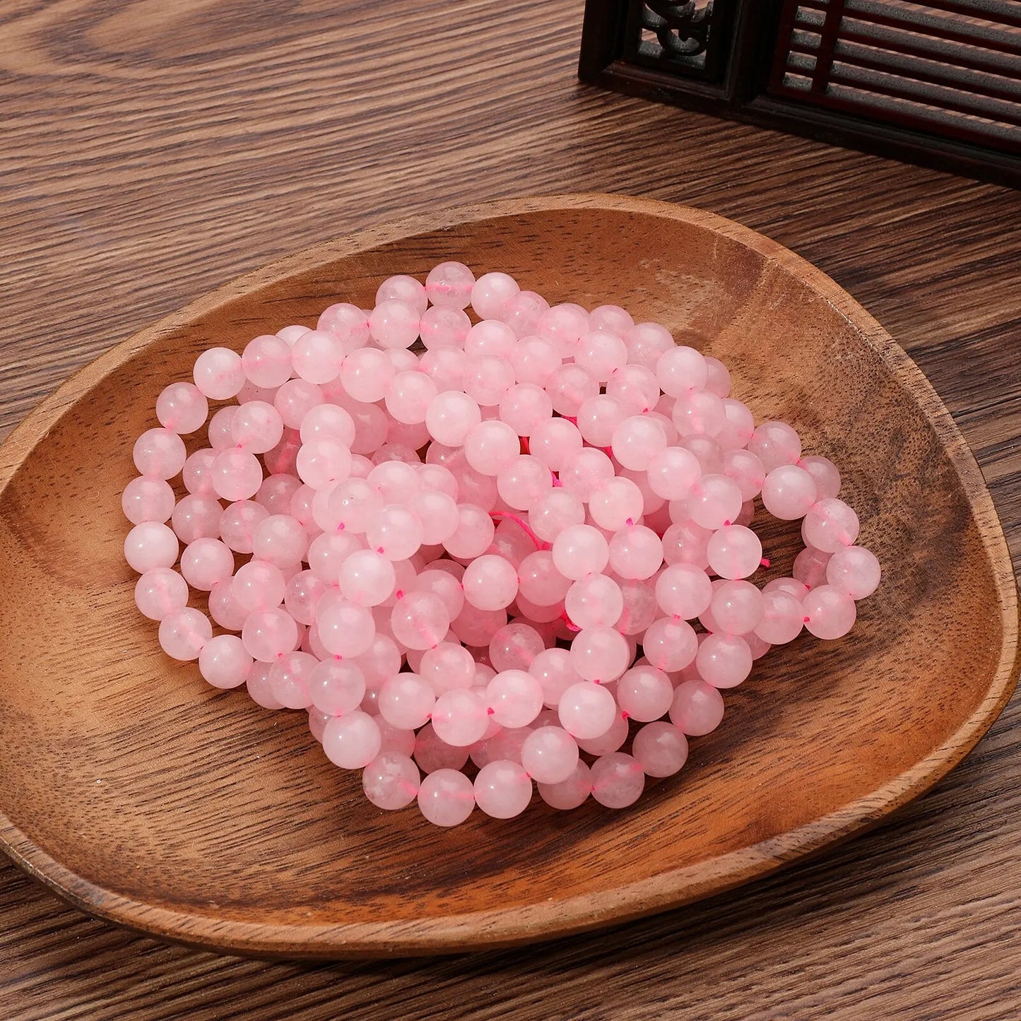 1 Strand – 45pcs Natural Stone Beads (Rose Quartz, Tiger Eye & Black Obsidian)