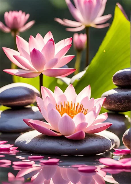 Spa Zen Canvas Wall Art – Cherry Blossom, Pink Lotus & Lily Floral Prints for Relaxation, Meditation & Home Decor