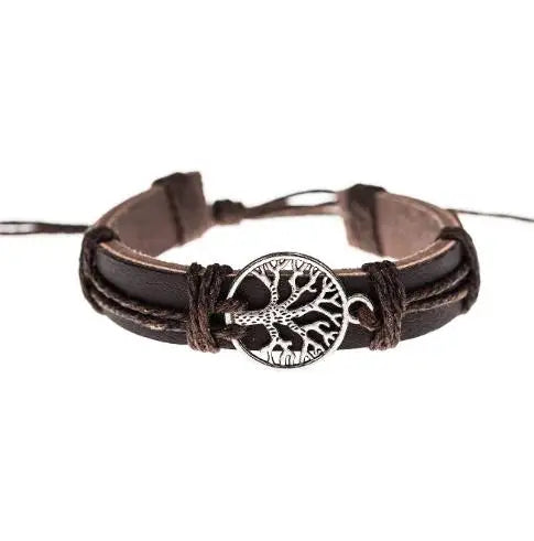 Brown/Black Cross Leather Bracelet – Unisex Faith Bracelet for Men and Women