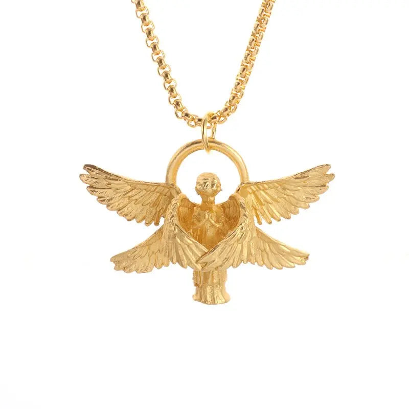 Guardian Angel Pendant Necklace – Spiritual Protection & Comfort in a Timeless Design