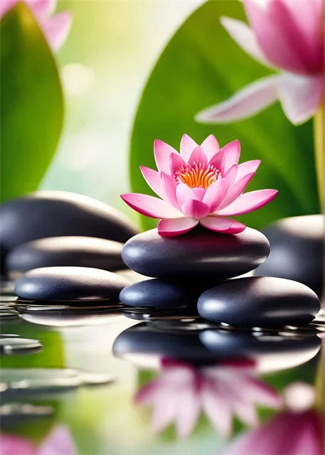 Spa Zen Canvas Wall Art – Cherry Blossom, Pink Lotus & Lily Floral Prints for Relaxation, Meditation & Home Decor