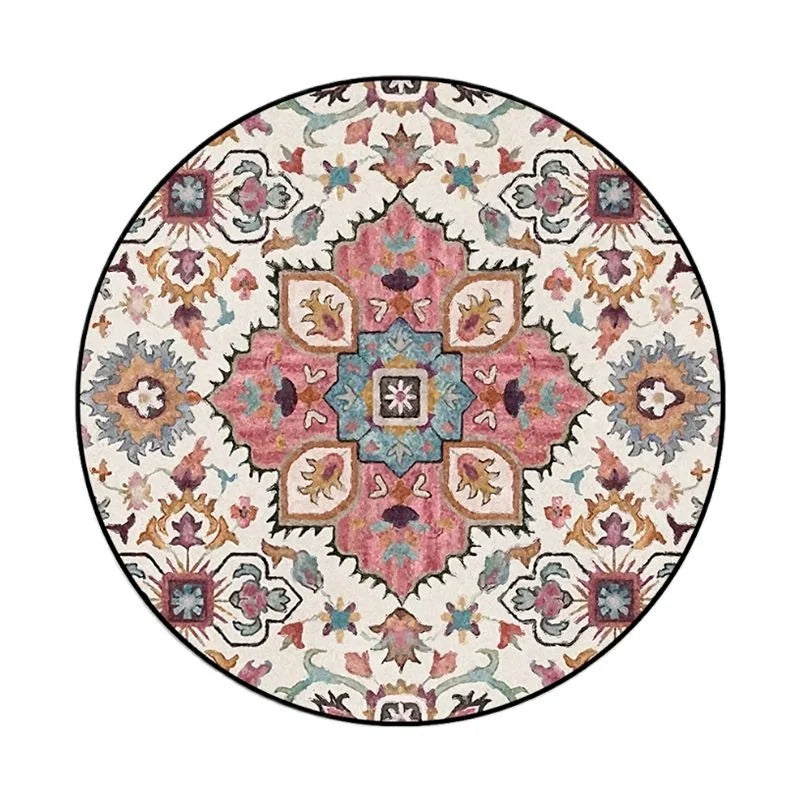 Bohemia Mandala Round Carpet Floor Mat – Vibrant Boho Style for Yoga, Meditation & Home Décor