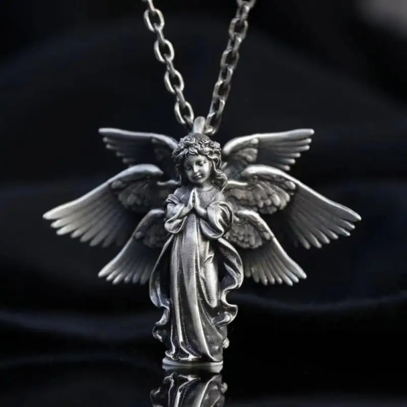 Guardian Angel Pendant Necklace – Spiritual Protection & Comfort in a Timeless Design