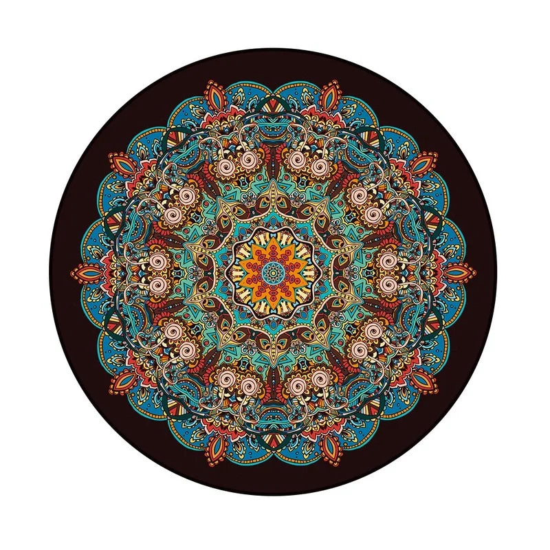 Bohemia Mandala Round Carpet Floor Mat – Vibrant Boho Style for Yoga, Meditation & Home Décor
