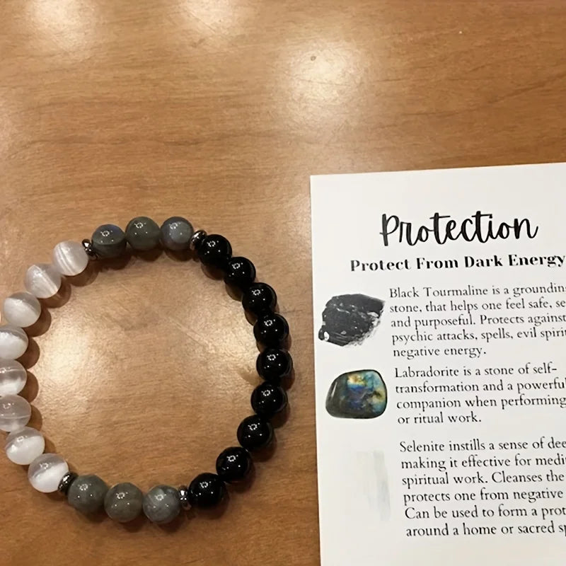 Natural Mixed Stone Protection Bracelet – Energy Shield for Balance, Strength & Grounding