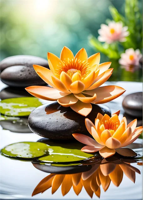Spa Zen Canvas Wall Art – Cherry Blossom, Pink Lotus & Lily Floral Prints for Relaxation, Meditation & Home Decor