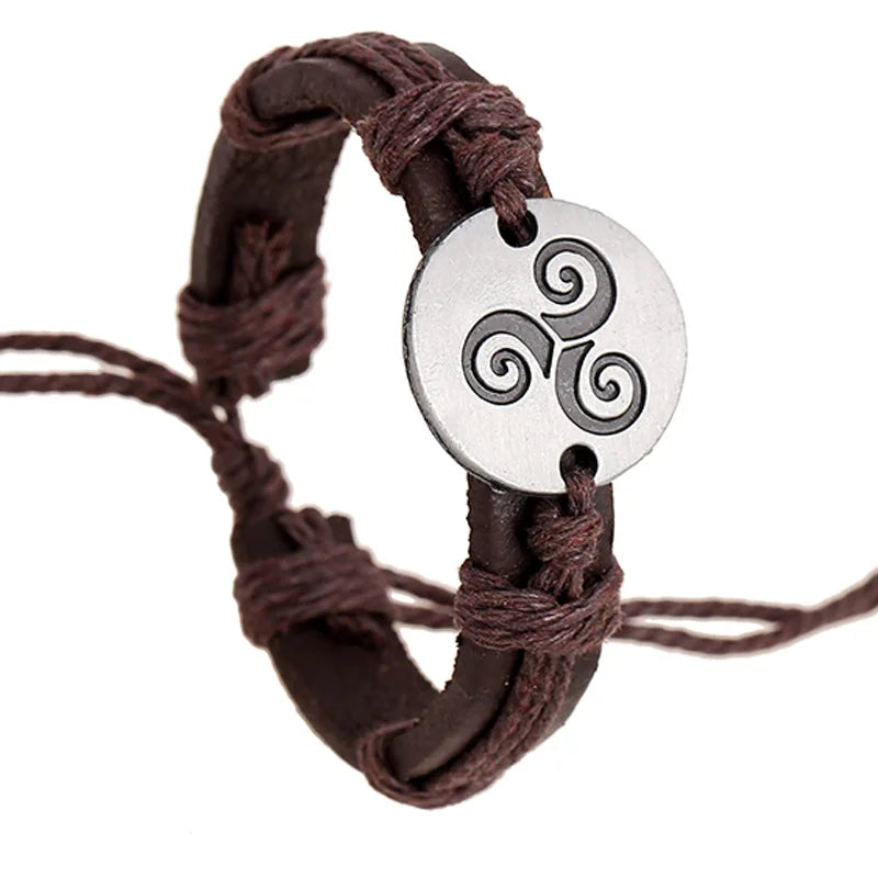 Brown/Black Cross Leather Bracelet – Unisex Faith Bracelet for Men and Women